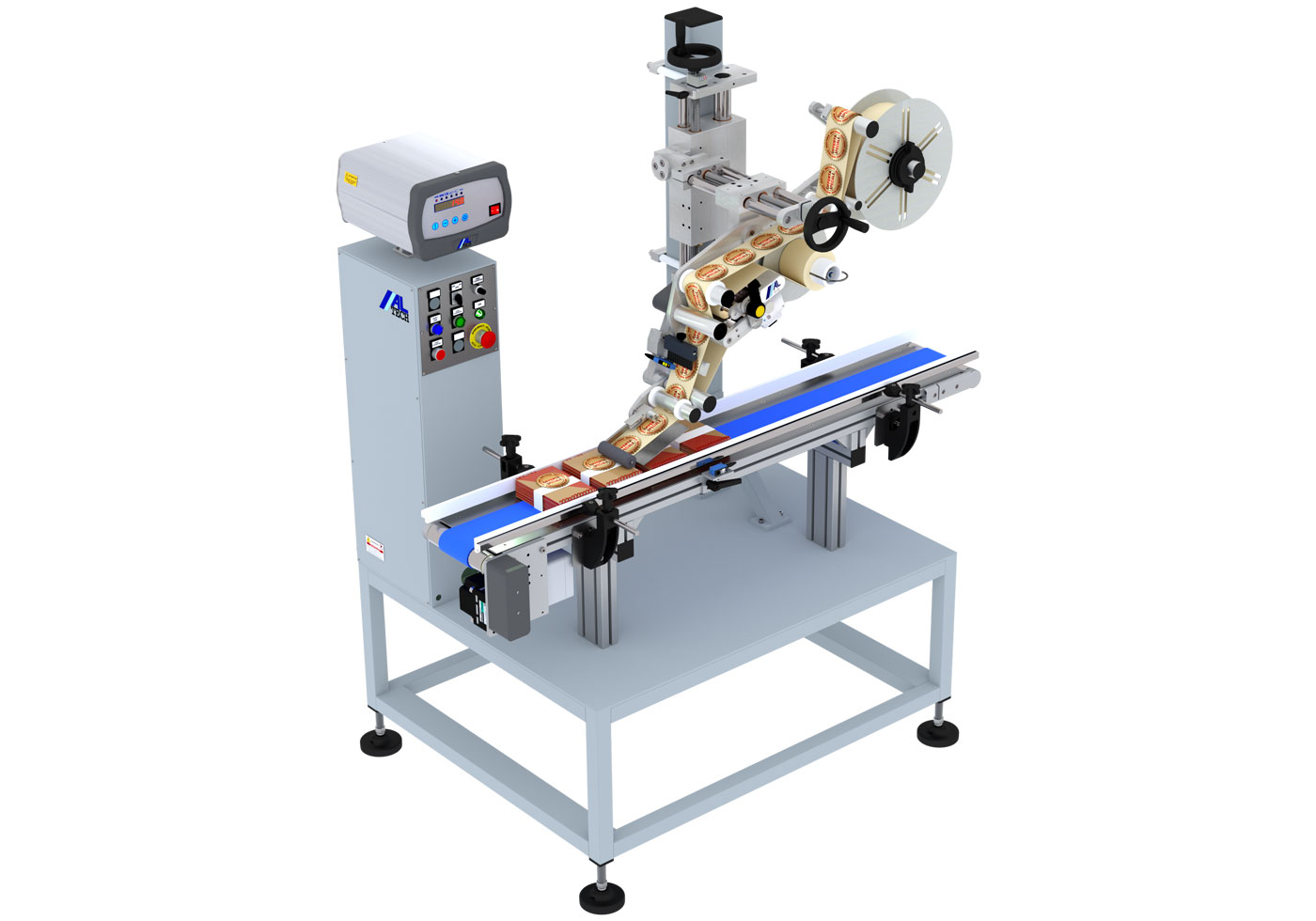 ALstep S with ALbelt Conveyor – Top labelling