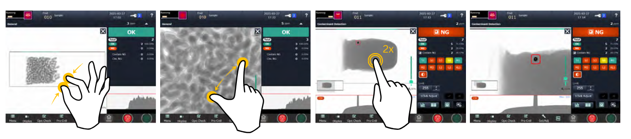 XR76 skārienekrāns ar rentgena attēlu un pārbaudes rezultātiem