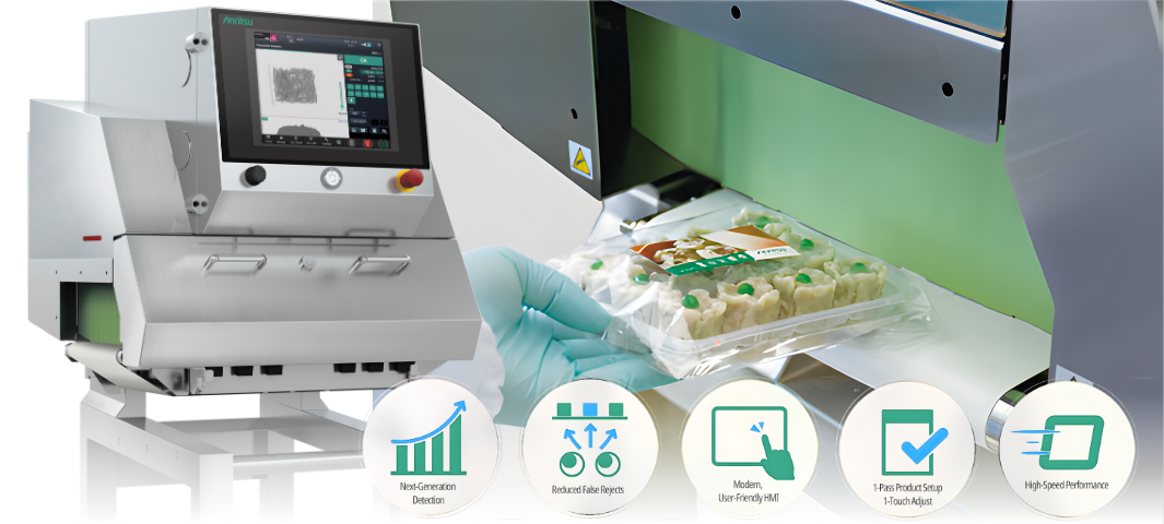 XR76 veic iepakotu pārtikas produktu pārbaudi uz konveijera