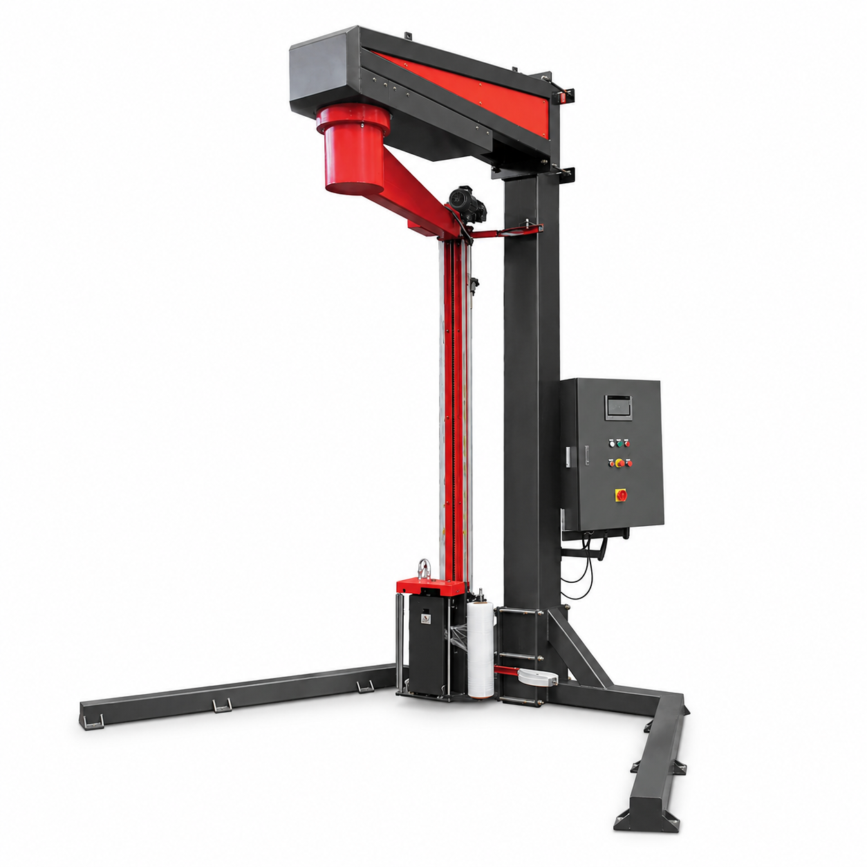 Rotating arm wrapping machine